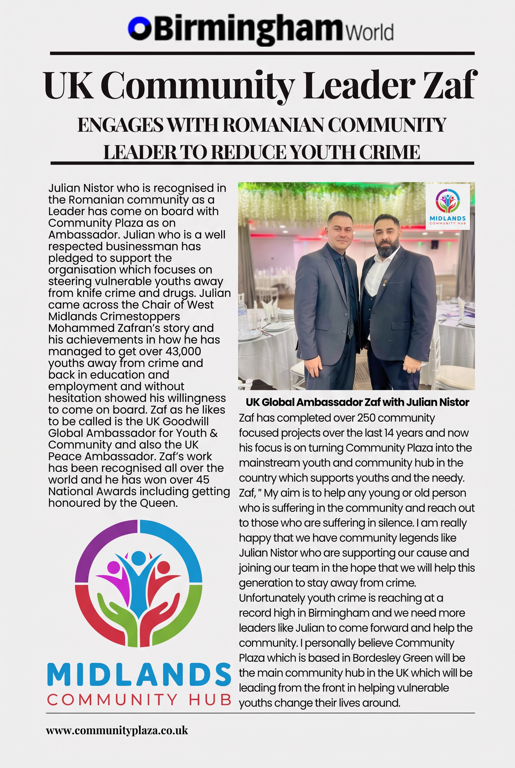 Birmingham World feature on Midlands Community Hub ambassadors