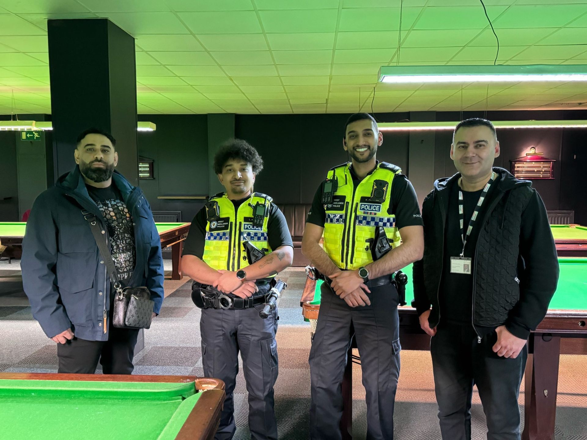 Midlands Community Hub team with West Midlands Police at the snooker hall
