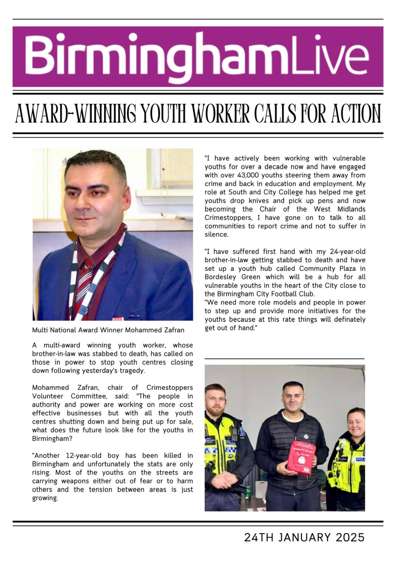 Birmingham Live feature: award-winning youth worker calls for action
