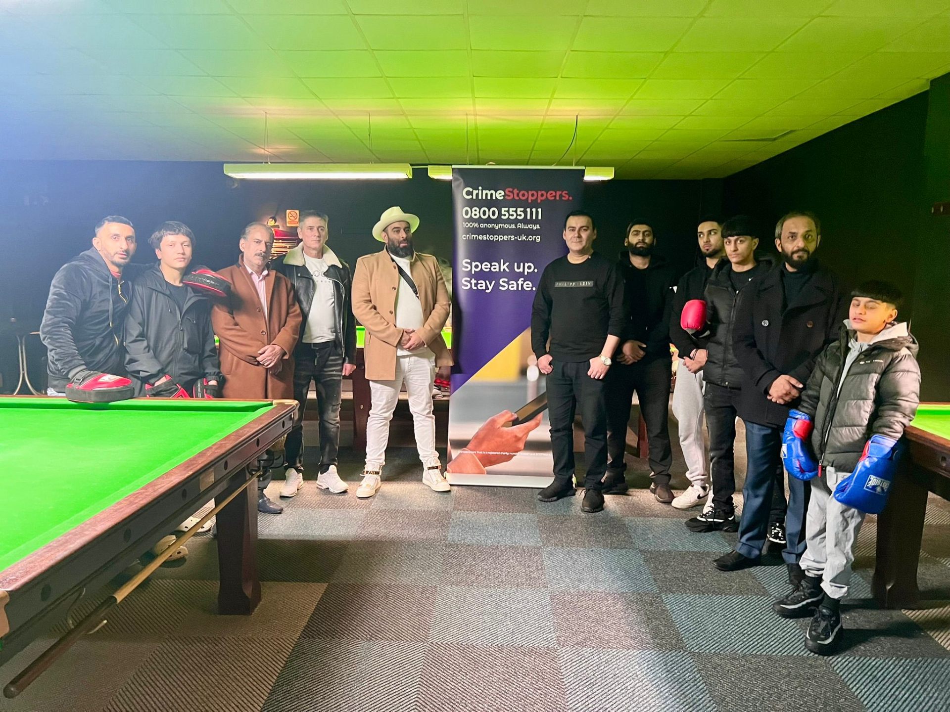 Midlands Community Hub Crimestoppers Speak Up Stay Safe session at the snooker hall