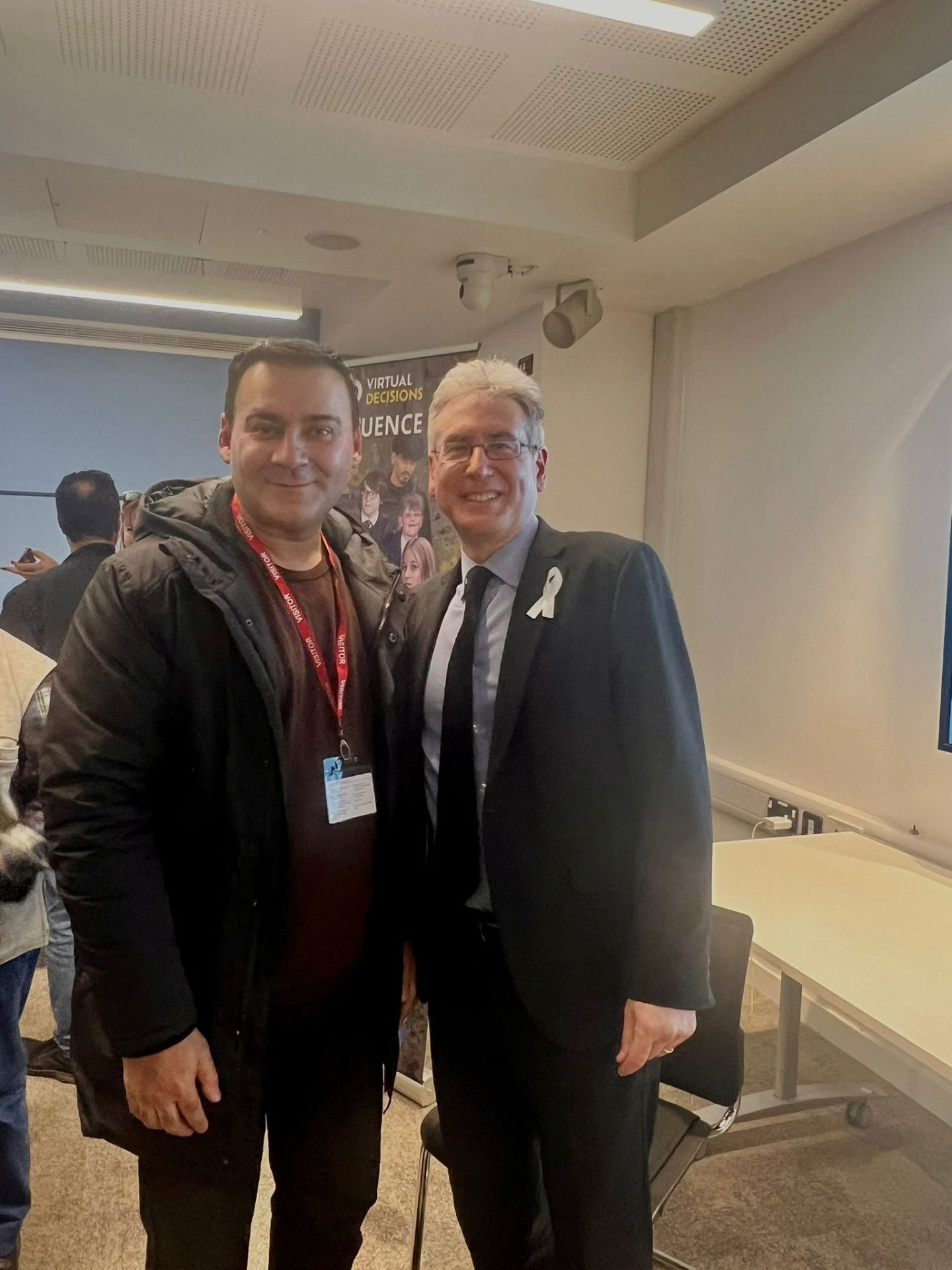 Mohammed Zafran with civic guest at youth violence prevention session