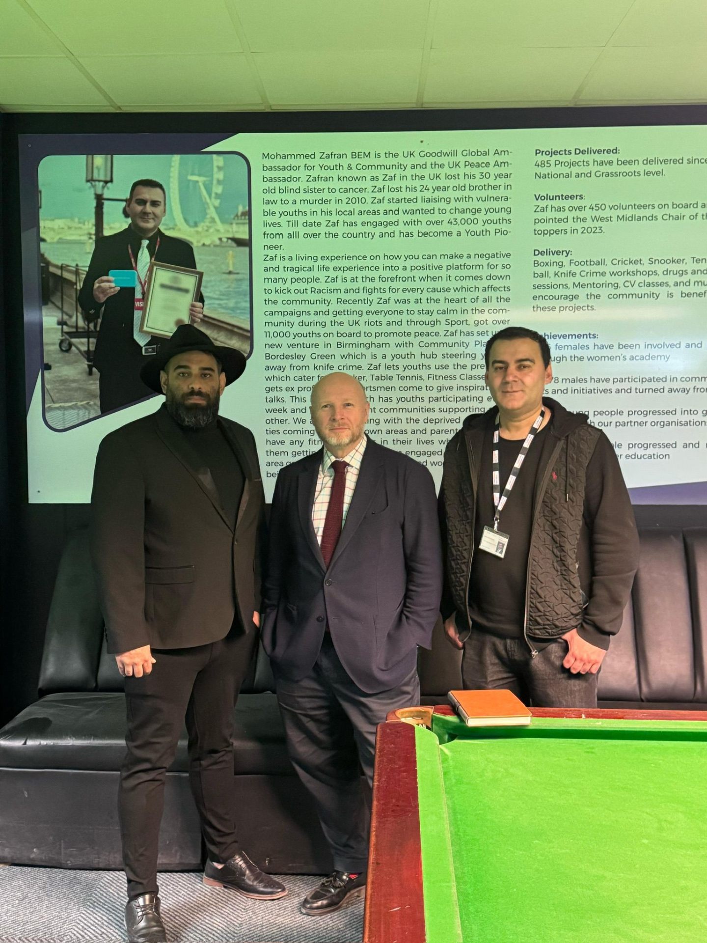 Mohammed Zafran with civic guests at the Midlands Community Hub ambassador wall