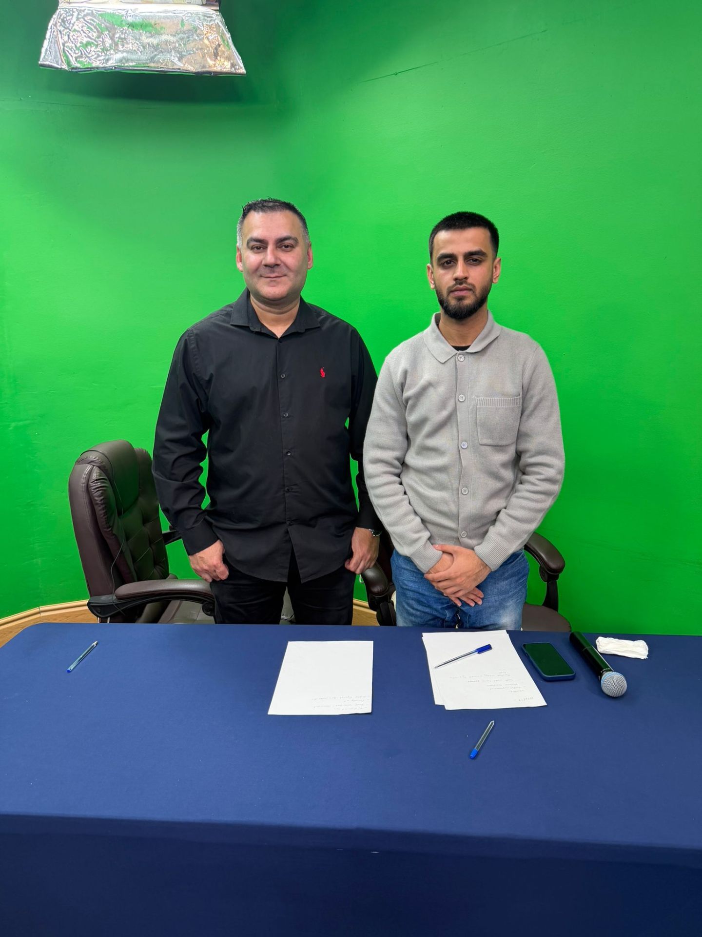 Mohammed Zafran in studio recording session with young presenter